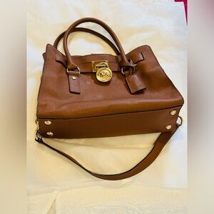 Micheal Kors Hamilton Brown Leather HandBag bundles with Mk bracelet.